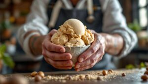 A Viterbo l’artigiana che fa un gelato con tutto l’albero del nocciolo (pure le foglie!)