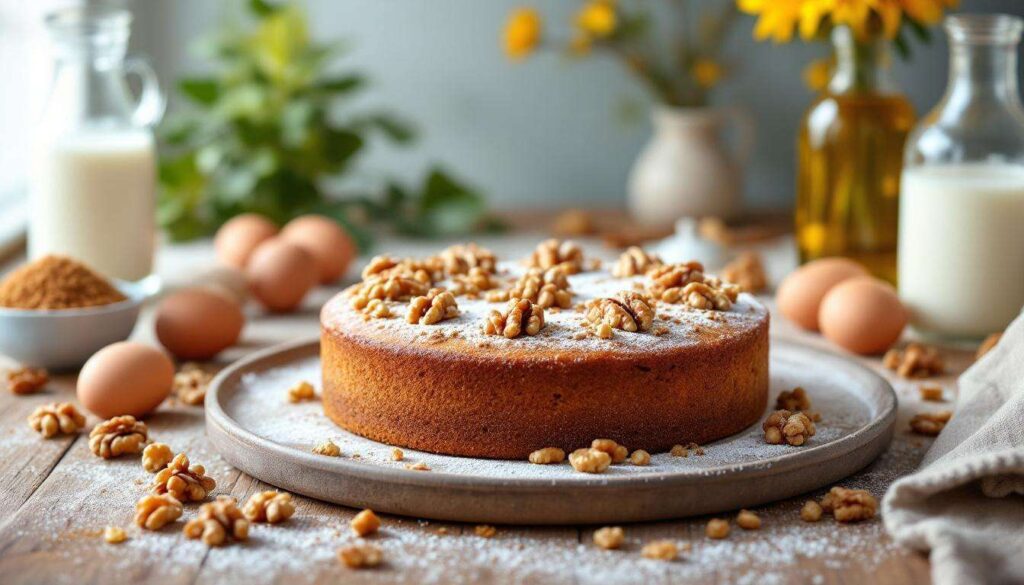 Torta soffice d’autunno alle noci: dolce ricetta facile senza burro