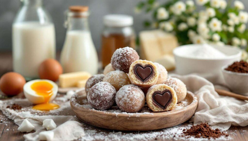 Danubio dolce bicolore: palline soffici vaniglia e cacao con cuore di cioccolato