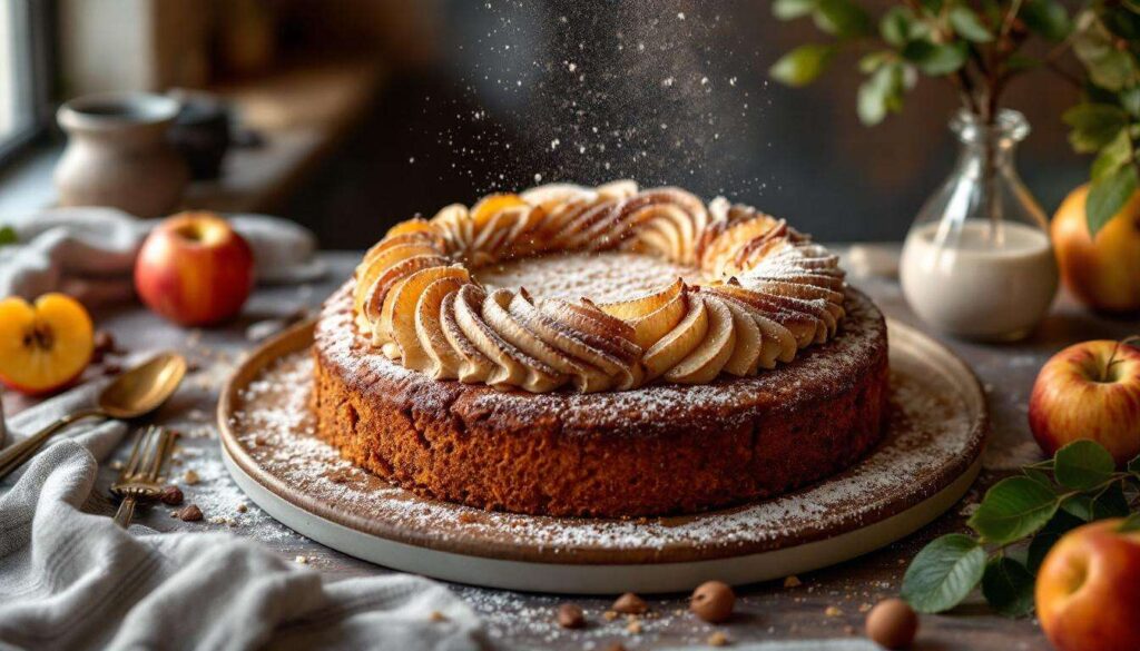 Torta di mele e alchermes con gocce di cioccolato