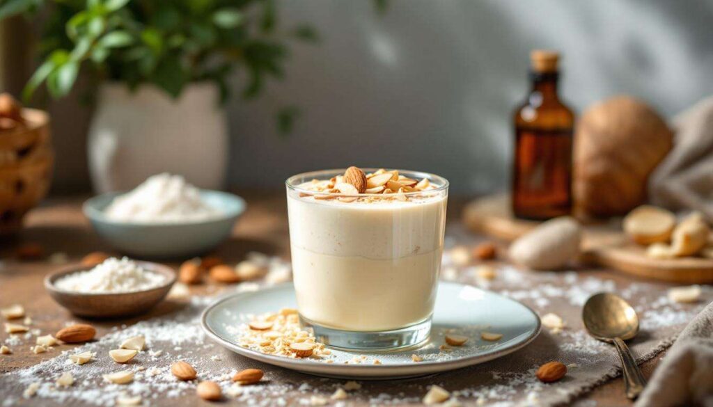 Mousse cocco e mandorle al bicchiere: fresca, soffice e senza forno