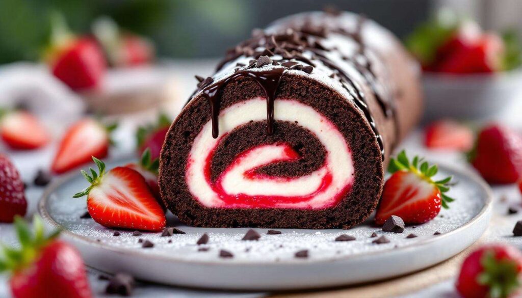 Rotolo fragole e cioccolato: morbido, fresco e facile da arrotolare senza crepe