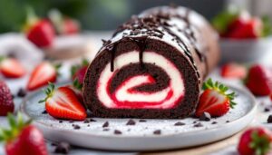 Rotolo fragole e cioccolato: morbido, fresco e facile da arrotolare senza crepe