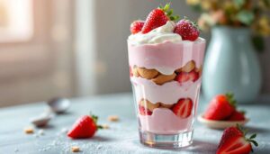Dolce alle fragole in bicchiere: 3 strati di crema e frutta, pronto in 10 minuti senza forno